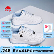 KAPPA卡帕背靠背女鞋夏季透氣小白鞋子女款板鞋新款潮鞋百搭休閑運動鞋 經(jīng)典白/冰山藍(lán) 35