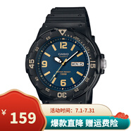 卡西歐（CASIO）男女表學(xué)生手表運動手表 夜光防水石英表帶星期日歷腕表 黑表淡藍MRW-200H-2B3