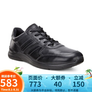 愛步（ECCO）秋季男鞋休閑鞋 真皮透氣系帶低幫鞋運動男鞋 IRVING  511564 02001-黑色 39