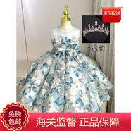 WVD美國品牌童裝可訪(fǎng)問(wèn)的豪華小眾優(yōu)雅女孩的生日美麗的蓬松公主裝主 圖片色禮服+皇冠 130 CM(50-60斤)