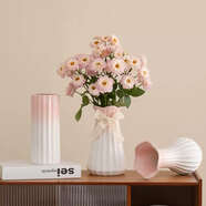 何佳功蜀門(mén)粉色漸變北歐陶瓷干花花瓶水養家居臥室裝飾客廳插花擺 和煦.款大白色