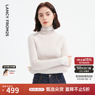 朗姿【秀款 明星同款】純羊毛無(wú)縫針織衫上衣內搭打底衫曠野美拉德女 灰白色 XL