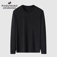 富貴鳥(niǎo)（FUGUINIAO）圓領(lǐng)T恤男長(cháng)袖秋冬款休閑 黑色 2XL 185