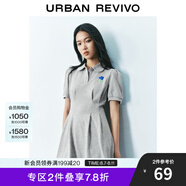 UR2025春季新款女裝立體花朵收腰Polo領(lǐng)短袖連衣裙UYY750054 花灰 XL