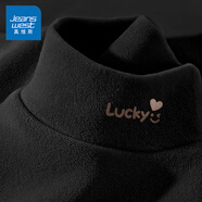 真維斯（JEANSWEST）德絨打底衫女裝秋冬季長(zhǎng)袖t恤上衣服加絨保暖加厚內(nèi)搭半高領(lǐng)秋衣 黑色 小幸運(yùn)笑臉棕_K_左領(lǐng)角 L