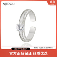 AJIDOU阿吉豆戒指女款時尚合金鋯石開口戒 銀色 1.8cm