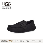 UGG春季男士純色平底淺口休閑豆豆鞋樂福鞋 1166762 BLK|黑色 42