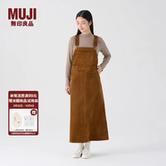 無印良品（MUJI）女式 木棉混 燈芯絨 背帶裙寬松直筒中長款連衣裙 美拉德BE12CC3A 深棕色 M