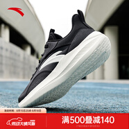 安踏（ANTA）休閑運(yùn)動(dòng)鞋男鞋皮網(wǎng)面透氣輕便軟底減震跑步鞋子男 【皮面】黑/象牙白-10 42.5 /美碼9
