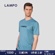 藍(lán)豹（LAMPO）【25年春夏新品】進(jìn)口匹馬棉圓機(jī)織造藍(lán)色純棉T恤干爽親膚透氣 淺藍(lán)色 3XL (54)