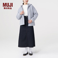 無(wú)印良品（MUJI）女式 長(cháng)毛抓絨 拉鏈連帽衫 秋冬季保暖 加絨短外套 BBJ21C3A 淺藍色 M (160/84A)