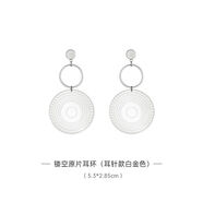 Dream&RadioDreamRadio波西米亞民族風(fēng)耳環(huán)異域感鏤空圓片耳墜覆古耳飾無耳洞 鏤空原片耳環(huán)耳針款白金