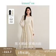 茵曼（INMAN）連衣裙女2025春新品法式氣質(zhì)木耳邊拼接女裝小眾高級感花苞裙 杏色 S
