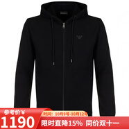 ARMANI阿瑪尼男外套運(yùn)動(dòng)休閑連帽上衣8N1M15 J07Z 0999禮物 黑色 XS