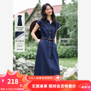 梵希蔓深藍(lán)色復(fù)古牛仔連衣裙女2025夏季新款蕾絲袖口氣質(zhì)收腰長裙 A1527 牛仔藍(lán) XL