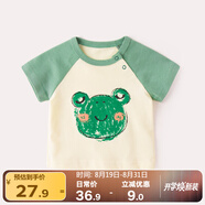 嘟嘟家寶寶短袖T恤兒童可愛(ài)夏季童裝女童夏裝圓領(lǐng)上衣男童環(huán)保印花半vip 綠色青蛙 90 cm