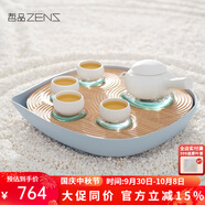 哲品家居撲通竹纖茶盤(pán) 大號壺承圓形茶臺 功夫茶儲水茶盤(pán) 高檔中秋節送禮