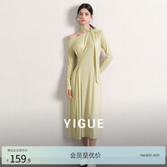 亦谷長袖連衣裙女裝2025春季新款氣質(zhì)冷淡系獨特別致裙子 香草綠 M