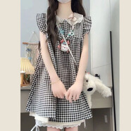 俏瓏宮小個(gè)子連衣裙微胖2025巨好看的格子裙子夏日絕美超好看獨特漂亮飛 格子連衣裙【2025初夏穿搭/高級不撞款連衣裙/2 M