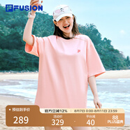 FILA FUSION斐樂潮牌多彩休閑短袖T恤夏季寬松純棉防曬涼感情侶上衣 青春粉-PK（25年升級版） S /165/88A