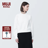 無印良品（MUJI）女式 緊密編織 運動衫 女士 女款 衛(wèi)衣 圓領(lǐng)短款春季女裝 上衣 白色 S （155/80A）