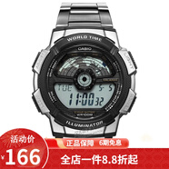 卡西歐（CASIO） 卡西歐(CASIO)運動(dòng)手表 學(xué)生男表 戶(hù)外防水男表數顯表 黑盤(pán)鋼帶AE-1100WD-1A