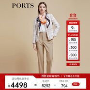 PORTS寶姿商場(chǎng)同款春季新品女裝V領(lǐng)長(cháng)袖小香風(fēng)針織短外套LD8J023PFQ054 奶白色格子 S (4)