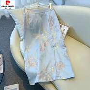 皮爾卡丹新中式國風(fēng)半身裙女春秋2025新款感顯瘦a字裙精致印花包臀裙 藍色 S 26 建議80-90斤
