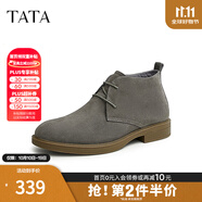 他她（TATA）男士靴耐磨舒適復古時(shí)尚沙漠靴加絨皮翻毛男靴休閑皮鞋VVX03DD2 深灰 42