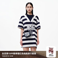 RE'VAN芮范夏季新品設(shè)計(jì)師款俏皮感露肩條紋連衣裙RN31101017 橫條紋 M/38