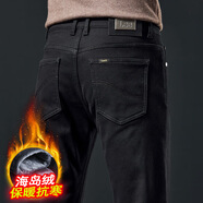 LEE KIDS2025加絨加厚男式牛仔褲韓版小腳修身高端歐貨純黑色Le長(zhǎng)褲子 黑色9983 29