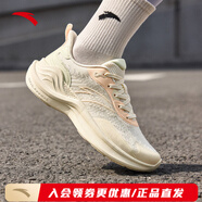 安踏（ANTA）凌云3輕便跑步鞋女秋冬軟底運動(dòng)鞋休閑慢跑鞋 淺米白/熒光石榴粉/公主綠-1 5(女35.5)