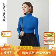 朗姿【王楚然同款】純羊毛高領(lǐng)針織衫秋冬內(nèi)搭打底上衣曠野美拉德 艦隊藍色2 S