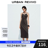 UR2025夏季新款女裝休閑度假風(fēng)串珠吊帶連衣裙UWH750044 深咖棕 (領(lǐng)口偏低) S