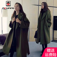 AEMAPE毛呢大衣女2025春秋冬季新款呢子外套時尚休閑氣質百搭寬松 綠色-【高品質】 2XL _-建議【130-170斤】