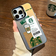 中掌柜16手機殼小眾咖啡標簽潮流高級感iPhone15promax個(gè)性14plus男13pro簡(jiǎn)約12mini女防摔11新款保護套 暗夜黑咖啡標簽 iPhone12