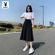花花公子（PLAYBOY）品牌女裝2025春夏季裙長裙a字型新款半身裙秋冬女學(xué)生黑色顯 黑色_[精選優(yōu)品] L _[100-120斤]