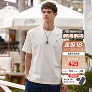 哈吉斯（HAZZYS）男女裝 夏季【PHIZ系列】情侶款復(fù)古繡花寬松圓領(lǐng)T恤 米黃色OW -男 L （175/96A 48） （尺碼偏大）男