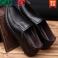 卡帝樂(lè )鱷魚(yú)（CARTELO）新款四季鞋男士休閑商務(wù)皮鞋軟底透氣耐磨正裝上班鞋黑色系帶單鞋 Q02黑色套腳 真皮牛皮 37 標準碼