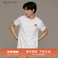 GANT【100%棉】甘特男女情侶款休閑學(xué)院純色圓領(lǐng)寬松重磅短袖T恤 110白色 2XL