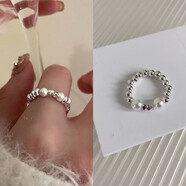 芠拉仿淡水珍珠碎銀戒指女輕奢食指彈力小眾設計時(shí)尚個(gè)性百搭指 A款彈力繩 開(kāi)口可調節