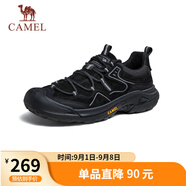 駱駝（CAMEL）踏山男士戶(hù)外登山復古皮面休閑低幫徒步鞋 G14A342696 夜黑色 41