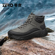 零度Zero官方男靴馬丁靴2025秋冬新款男士皮鞋高幫男鞋加絨保暖小黃靴 黑灰9197 38