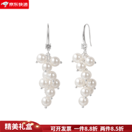 CAROMAY珠串瀑布耳環(huán)女小眾設(shè)計感珍珠葡萄耳墜輕奢感氣質(zhì)耳飾 珠串瀑布耳環(huán)[銀色]