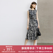 顏域設(shè)計(jì)感時(shí)尚連衣裙女2024新款秋季裙子氣質(zhì)連身裙中長款背心裙 黑白花 XL