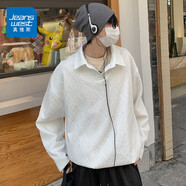 真維斯（Jeanswest）長(cháng)袖t恤男秋季時(shí)尚Polo領(lǐng)長(cháng)袖秋冬V領(lǐng)內搭打底衫寬松慵懶風(fēng)套頭衫 白色 5XL （推薦195-210斤）