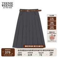 Teenie Weenie【趙露思同款】小熊女裝百褶中長(cháng)裙A字裙灰色JK裙子 灰色 S (160)