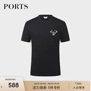 PORTS寶姿男裝夏季牛氣沖天休閑時(shí)尚圓領(lǐng)短袖T恤男MM8N130MCC039 黑色 S