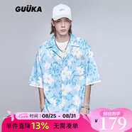 古由卡（GUUKA）潮牌襯衫男士短袖夏季男裝襯衣外套2025新款半截袖情侶裝寬松青年 淺藍(lán) XL