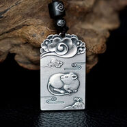 恒久葉s十二生肖足銀色12生肖吊墜男女轉運項鏈本命年銀飾品 生肖鼠+掛繩